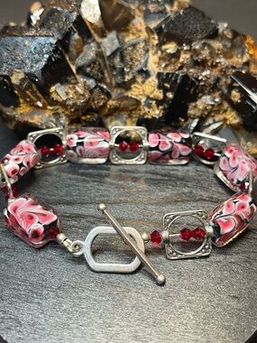 🌑Artisan Czech Crystal & Lampwork Glass Bracelet🌑